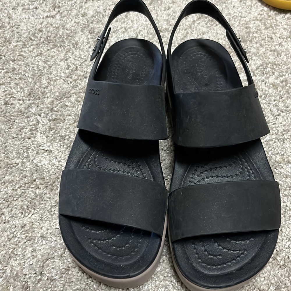 CROCS Black and Tan Women’s Platform Sandals